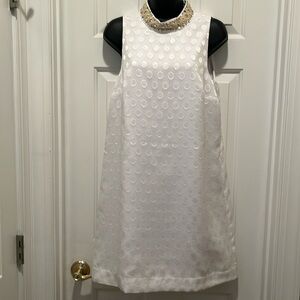 Lilly Pulitzer white and gold threaded cocktail dress with ornate neck .Size 6.